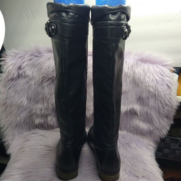 Coach Madalia Riding Boots Womens Size 6.5 B Black Tall Knee Leather Pull On - Picture 5 of 10